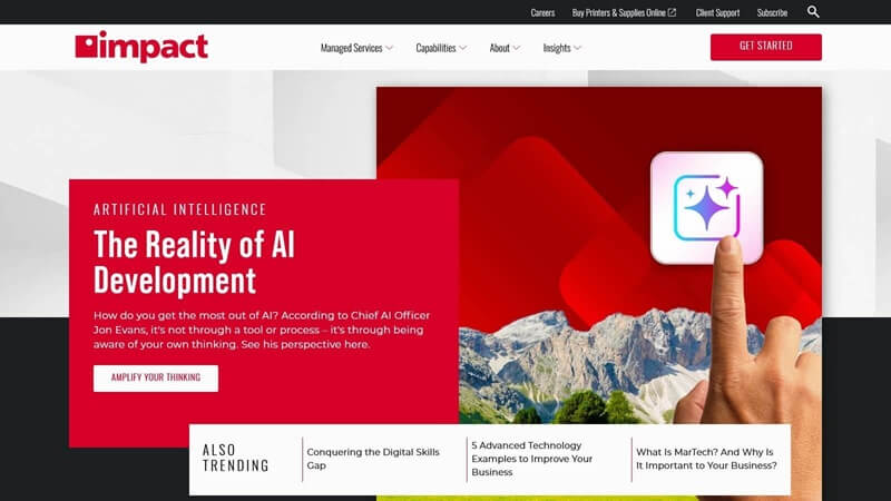 Screenshot of the homepage of the Impact Networking site.